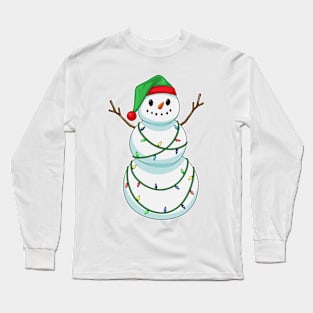 Snowman Christmas Fairy lights Long Sleeve T-Shirt